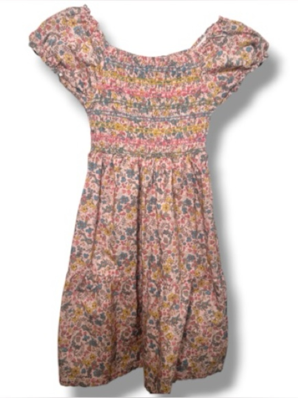 Penelope Mack Girls Floral Smocked Dress Size 10 Pink Blue Yellow Cottagecore